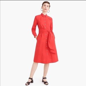 NWT J Crew Tie-Waist Shirtdress in Cotton Poplin